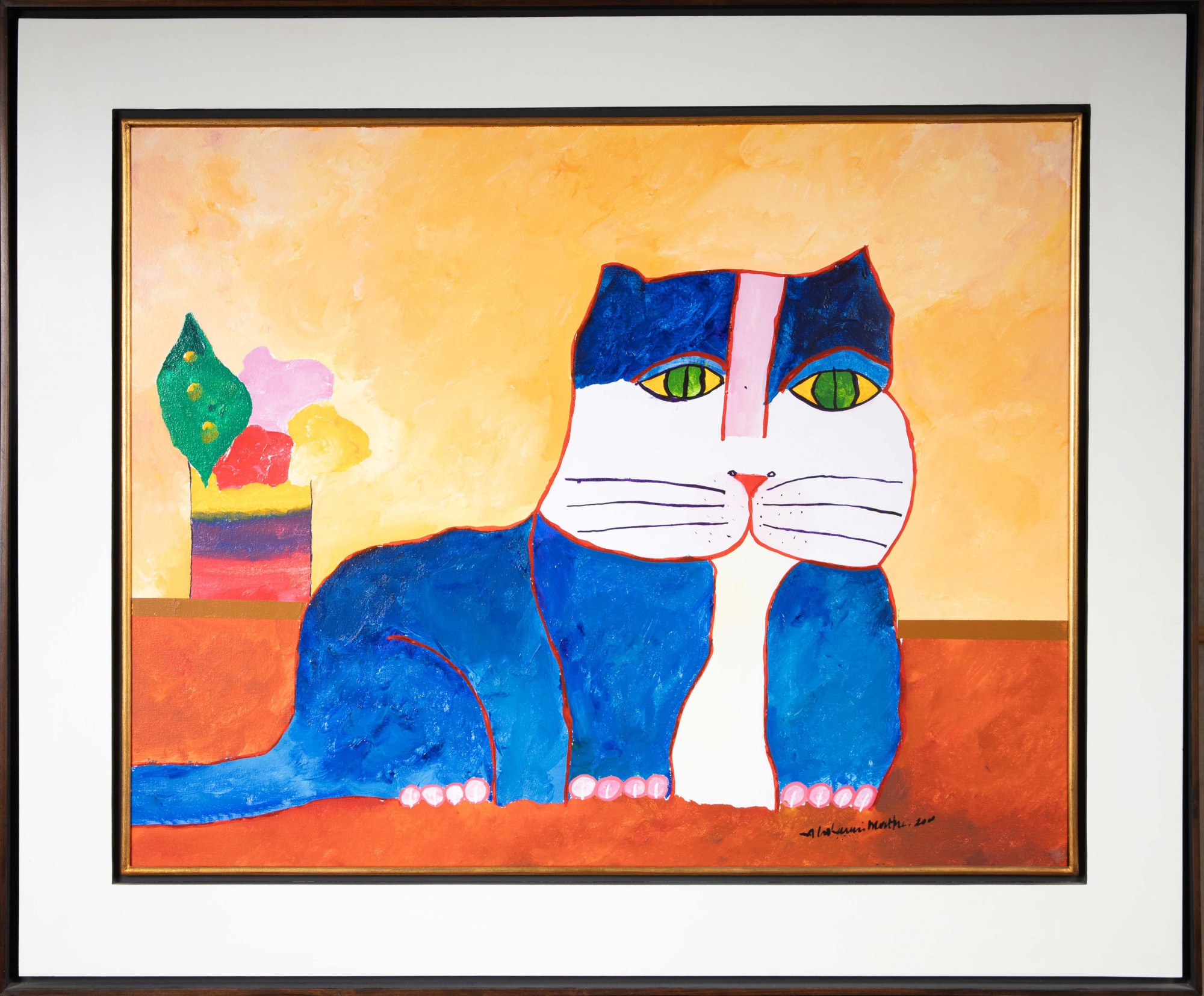Aldemir Martins - Gato Azul Com Flores