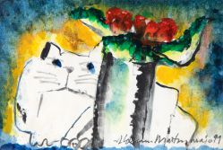 Aldemir Martins - Gato e Vaso Com Flores