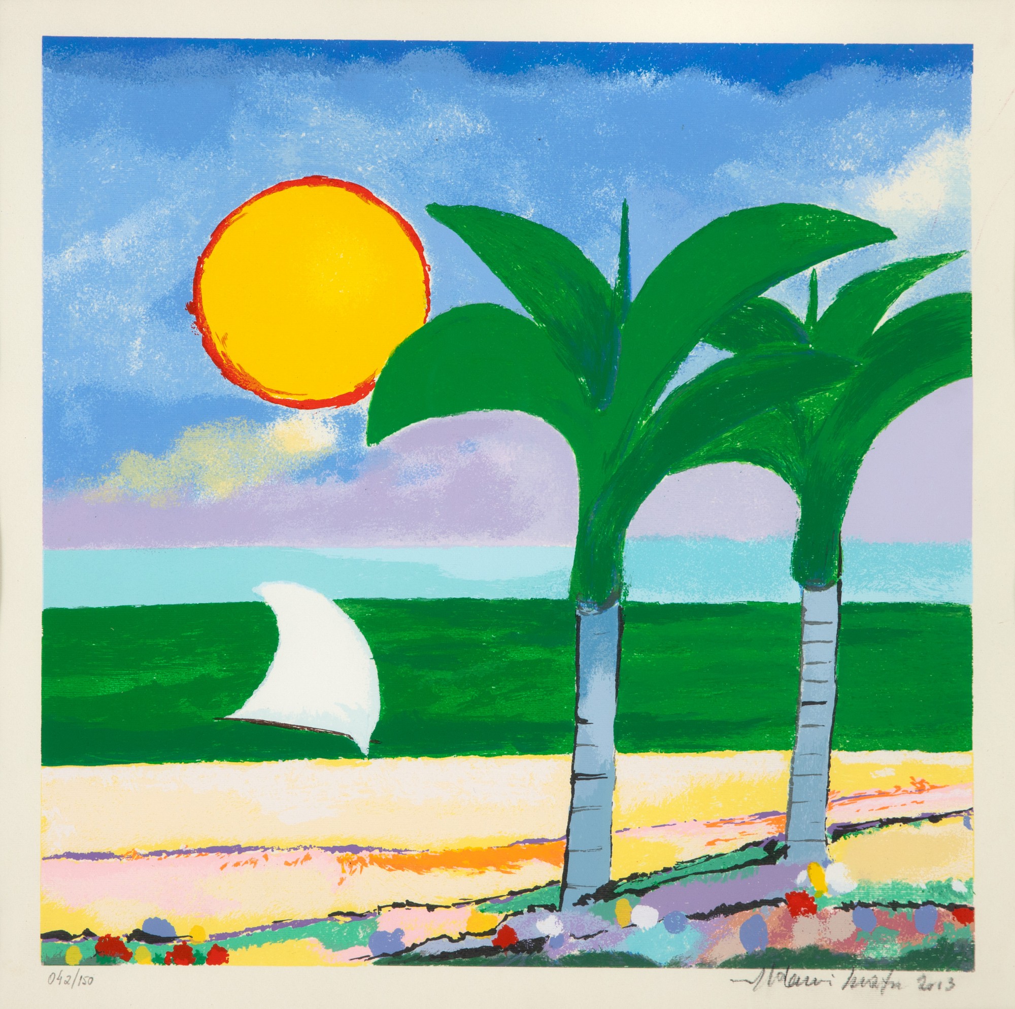 Aldemir Martins - Paisagem com Coqueiros