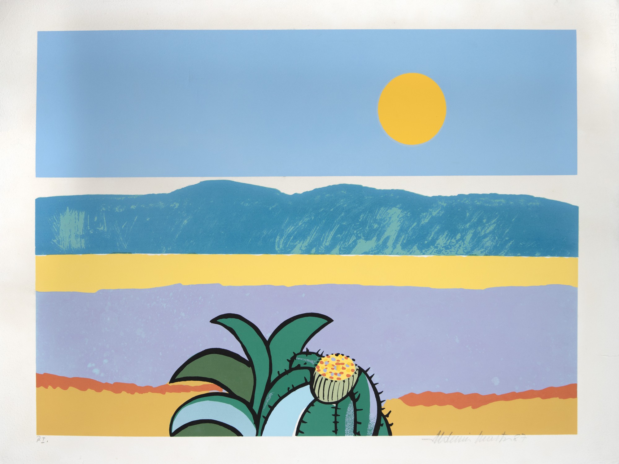 Aldemir Martins - Paisagem, Sol e Cactos
