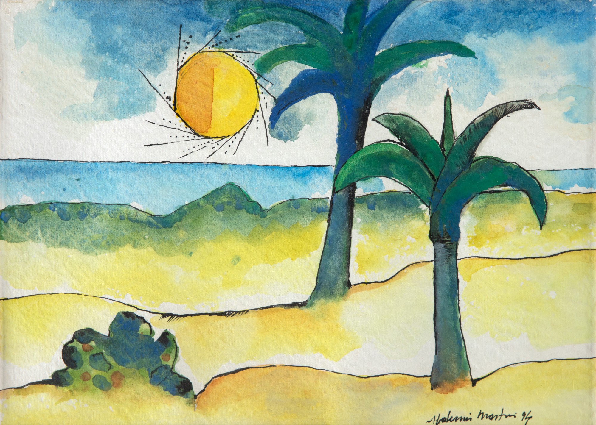 Aldemir Martins - Praia com Coqueiros