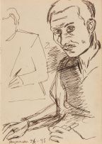 Aldo Bonadei - Autorretrato Desenhando