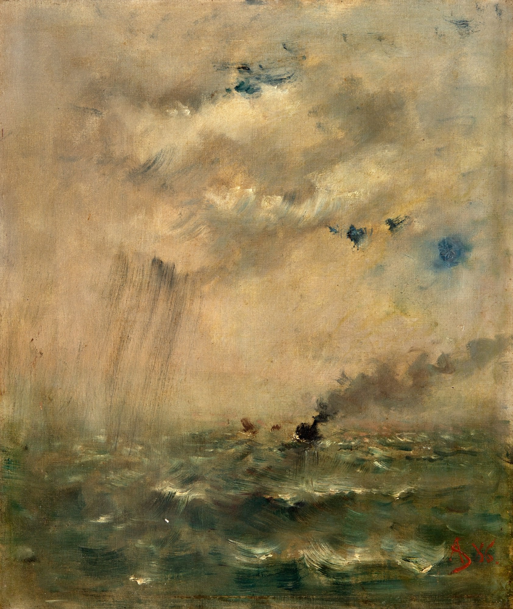 Alfred Stevens - Barco e Mar Revolto