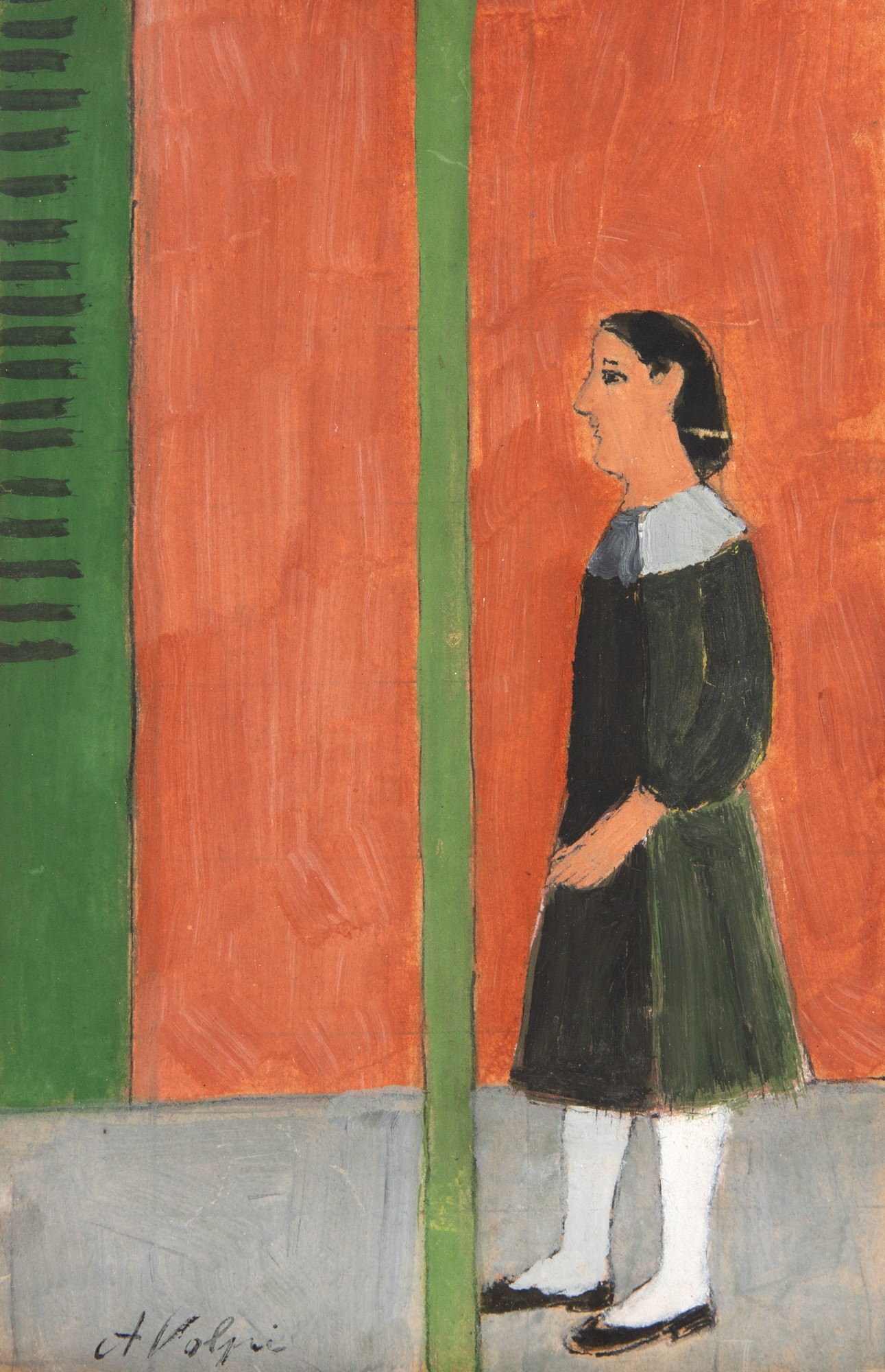 Alfredo Volpi - Mulher no Ponto de Ônibus