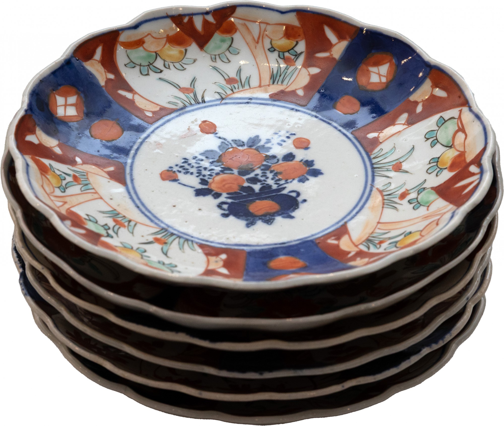 Conjunto de 6 pratos em porcelana com borda recortada padrão "Imarí" - 