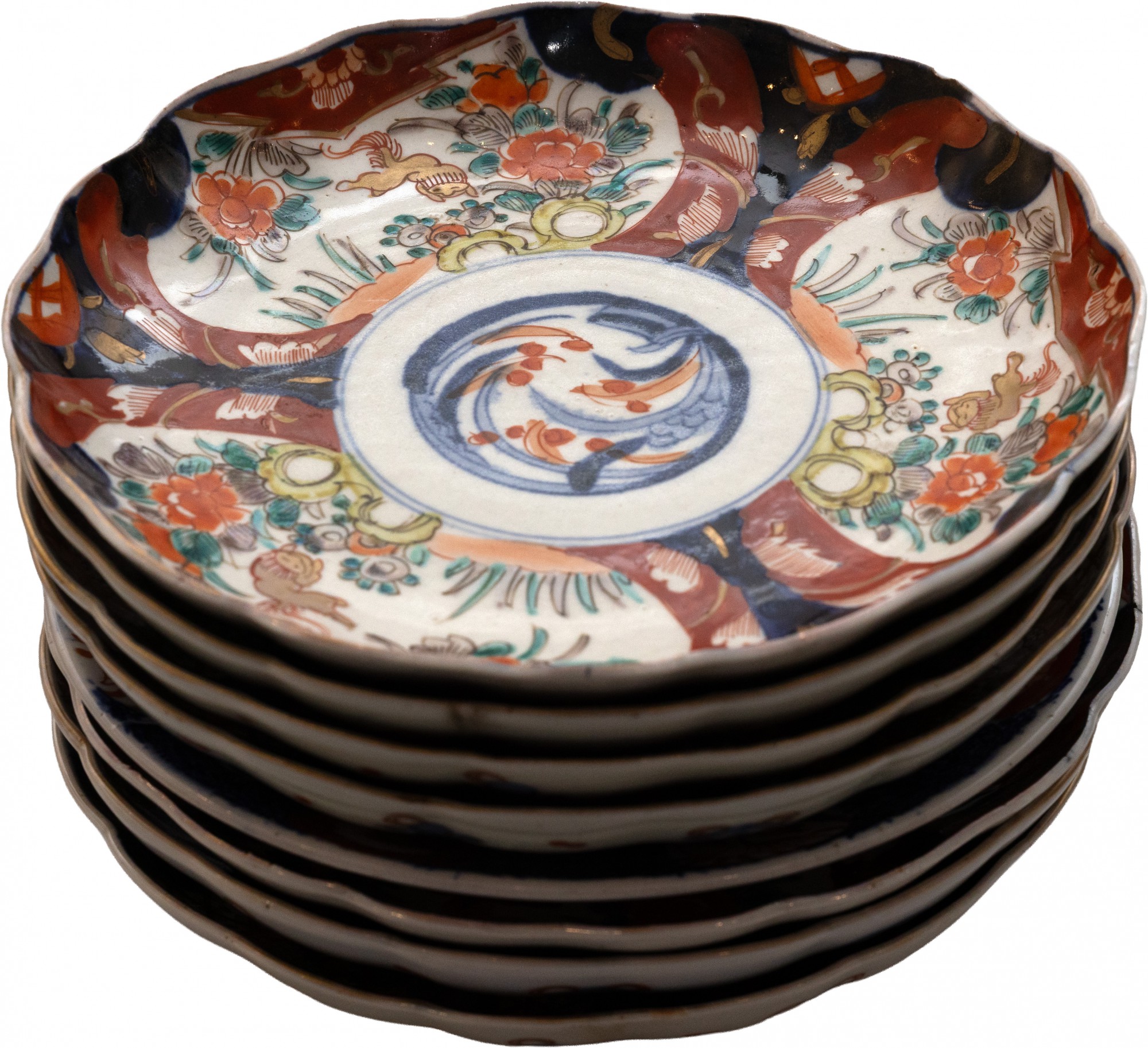 Conjunto de 8 pratos em porcelana com borda recortada padrão "Imarí" - 