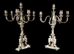 Excepcional par de grandes candelabros para 7 velas - 