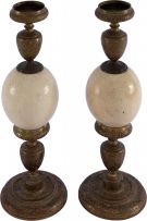 Autor Não Identificado - Pair Of Ostrich Egg Candlesticks