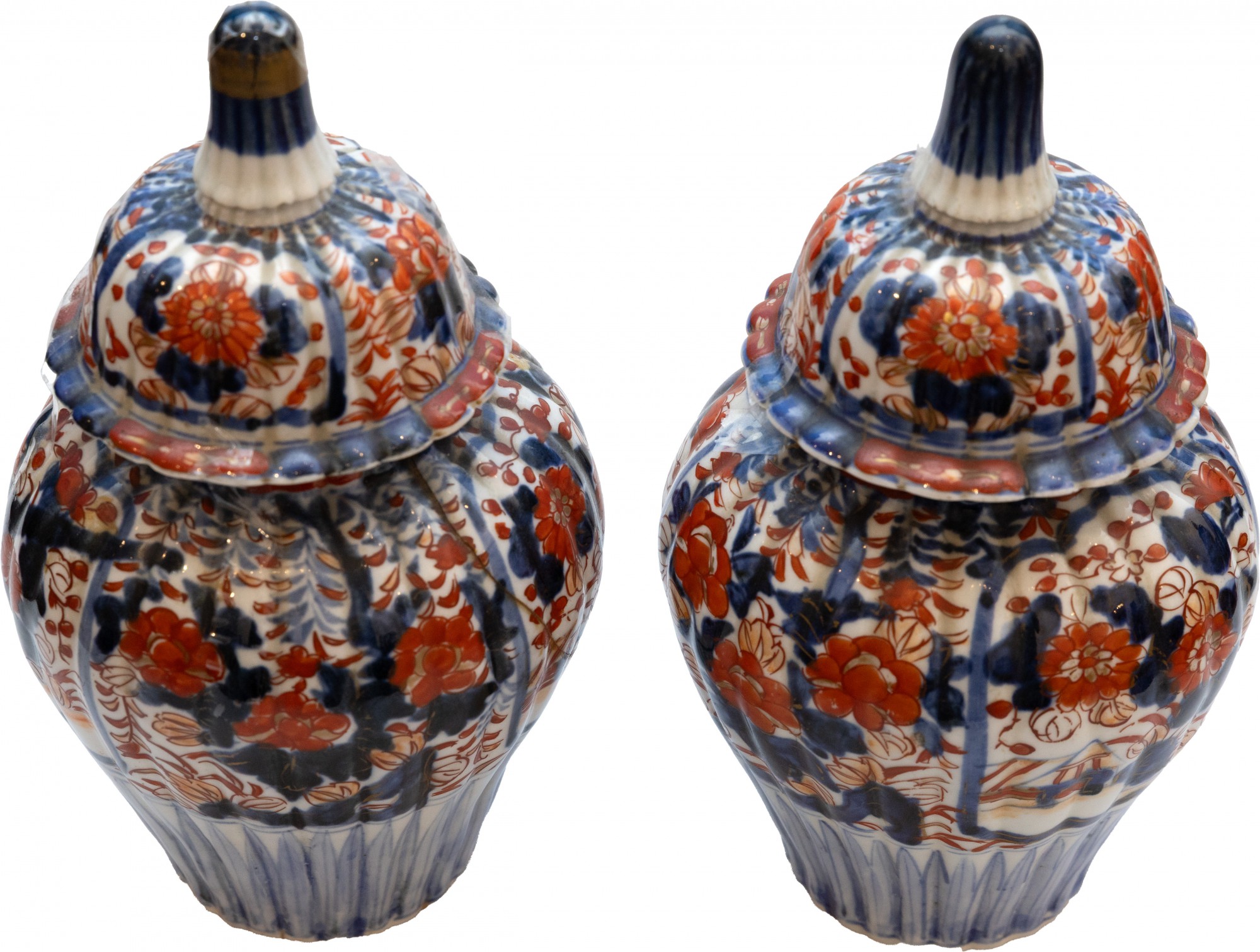 Par de potiches com suas tampas em porcelana Imari - 