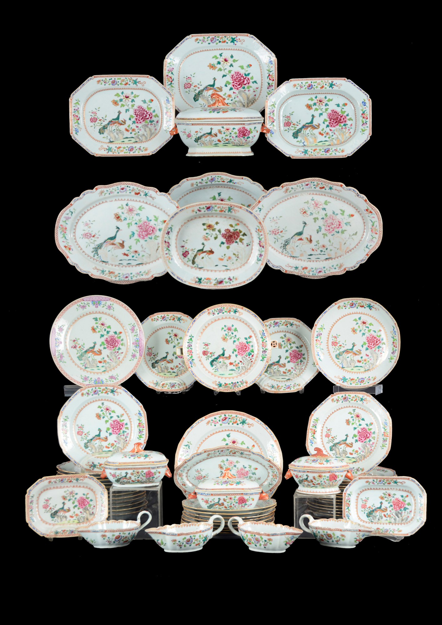 Raro e Importante Serviço de porcelana Companhia das Índias, dinastia Qing, reinado Qianlong (1736-1795) porcelana - 