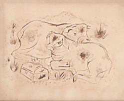 Candido Portinari - Vaquinhas Deitadas no Pasto