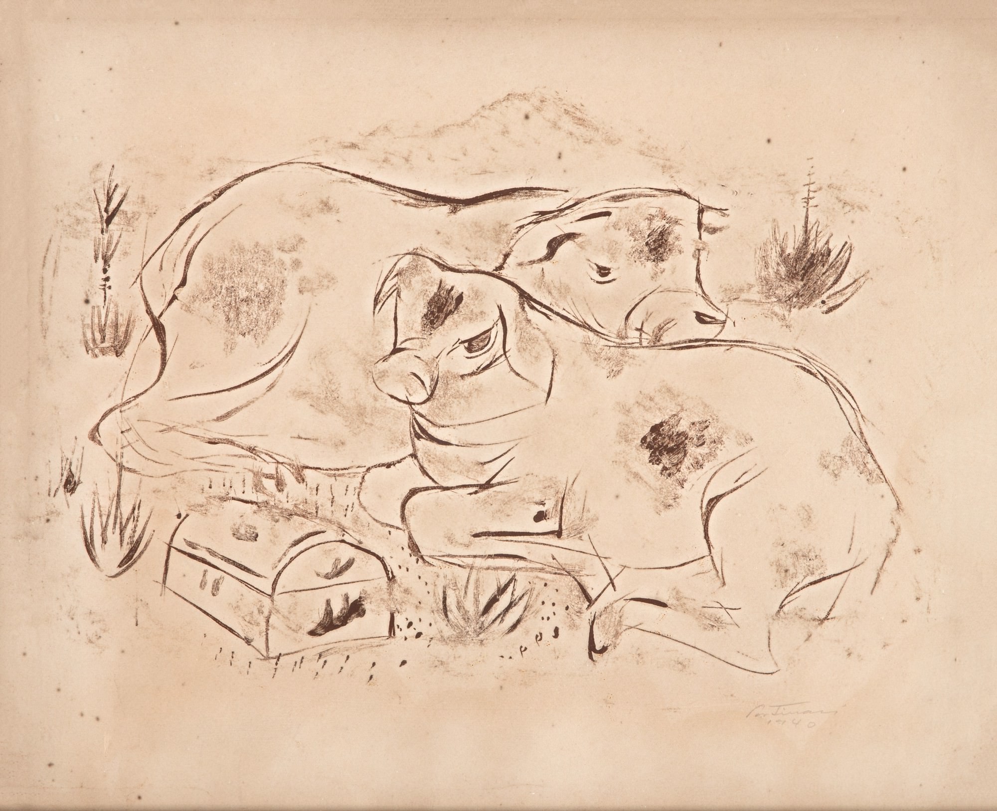 Candido Portinari - Vaquinhas Deitadas no Pasto