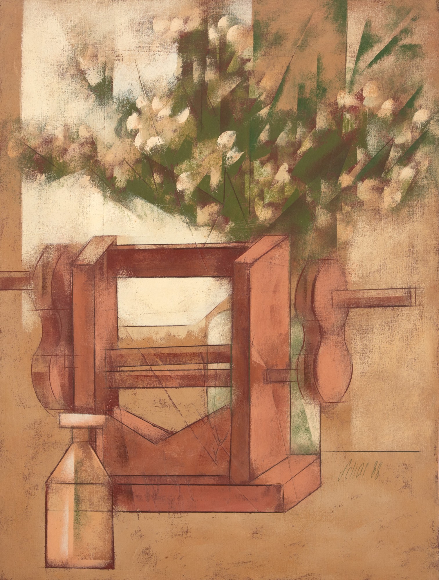 Carlos Scliar - Natureza Morta Com Flores e Aparelho