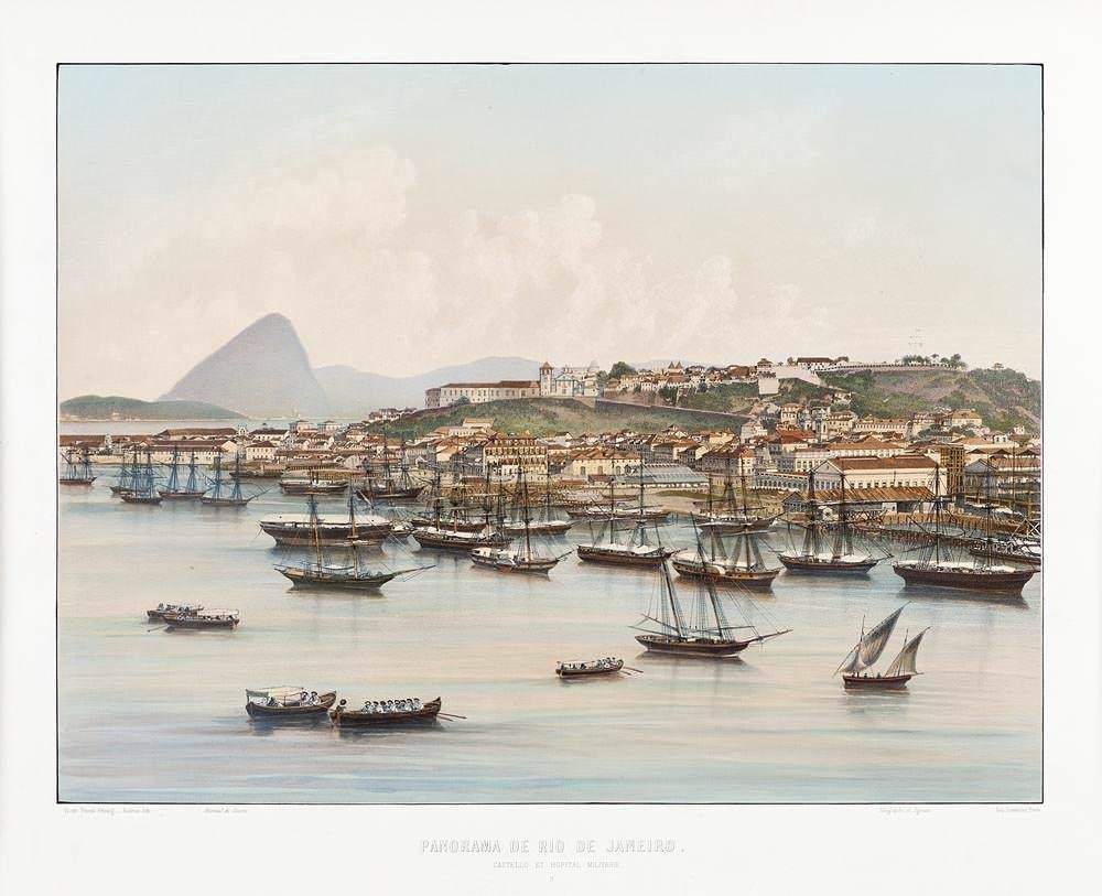 Charles Ribeyrolles - PANORAMA DE RIO DE JANEIRO, CASTELO E HOPITAL MILITAIRE