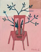 Chen Kong Fang - Vaso de Plantas sob a Cadeira Rosa