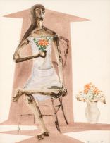 Clóvis Graciano - Mulher Sentada Com Vaso de Flores