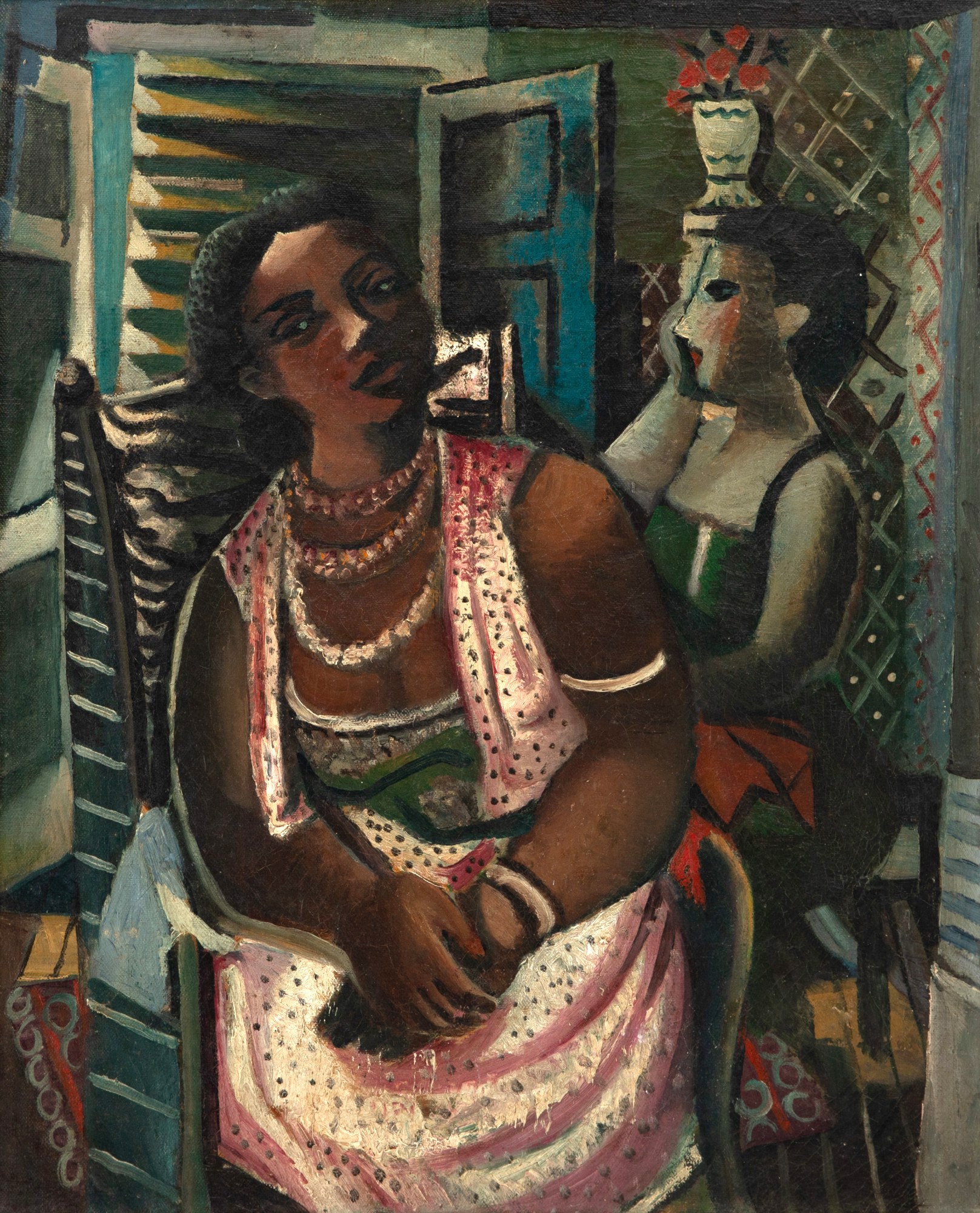 Di Cavalcanti - Mulatto Woman Sitting With Necklaces