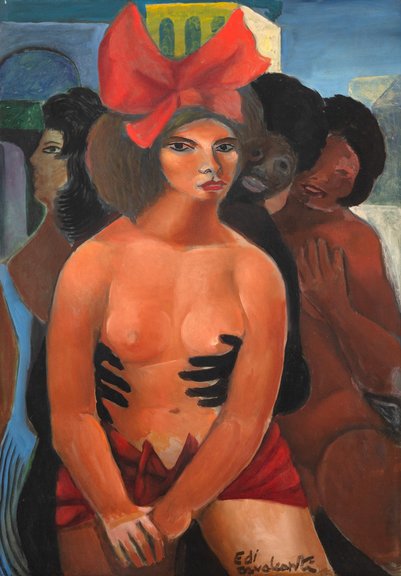 Di Cavalcanti - Mulher com Laço Vermelho