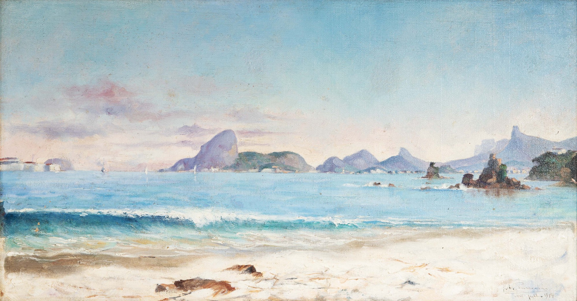 Edgar Parreiras - Fortaleza de Santa Cruz da Barra, Pão de Açúcar, Morro dois Irmãos, Pedra da Gávea e Corcovado