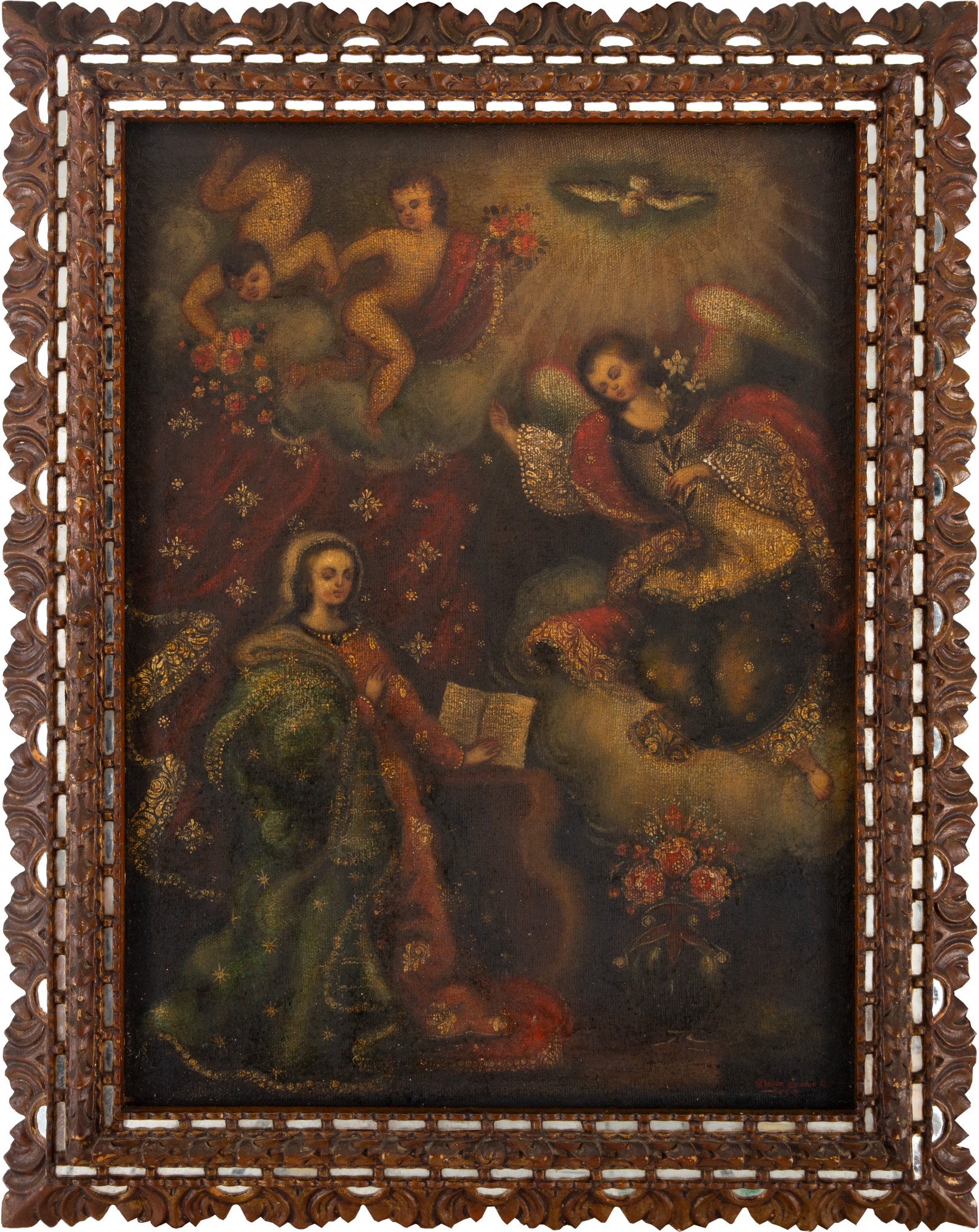 Escola Cusquenha - Nossa Senhora com Querubins