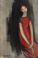 Esther Peretz Arad - Female Figure In Red Dress