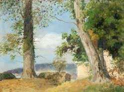 Eugène Pechaubes - Paisagem com duas Árvores