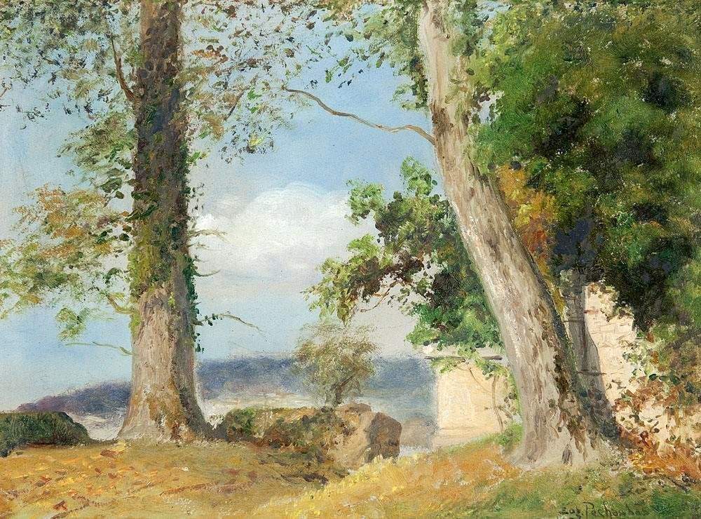 Eugène Pechaubes - Paisagem com duas Árvores