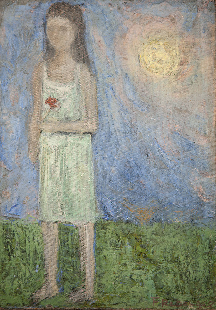 Francisco Rebolo - Menina com Flor Vermelha