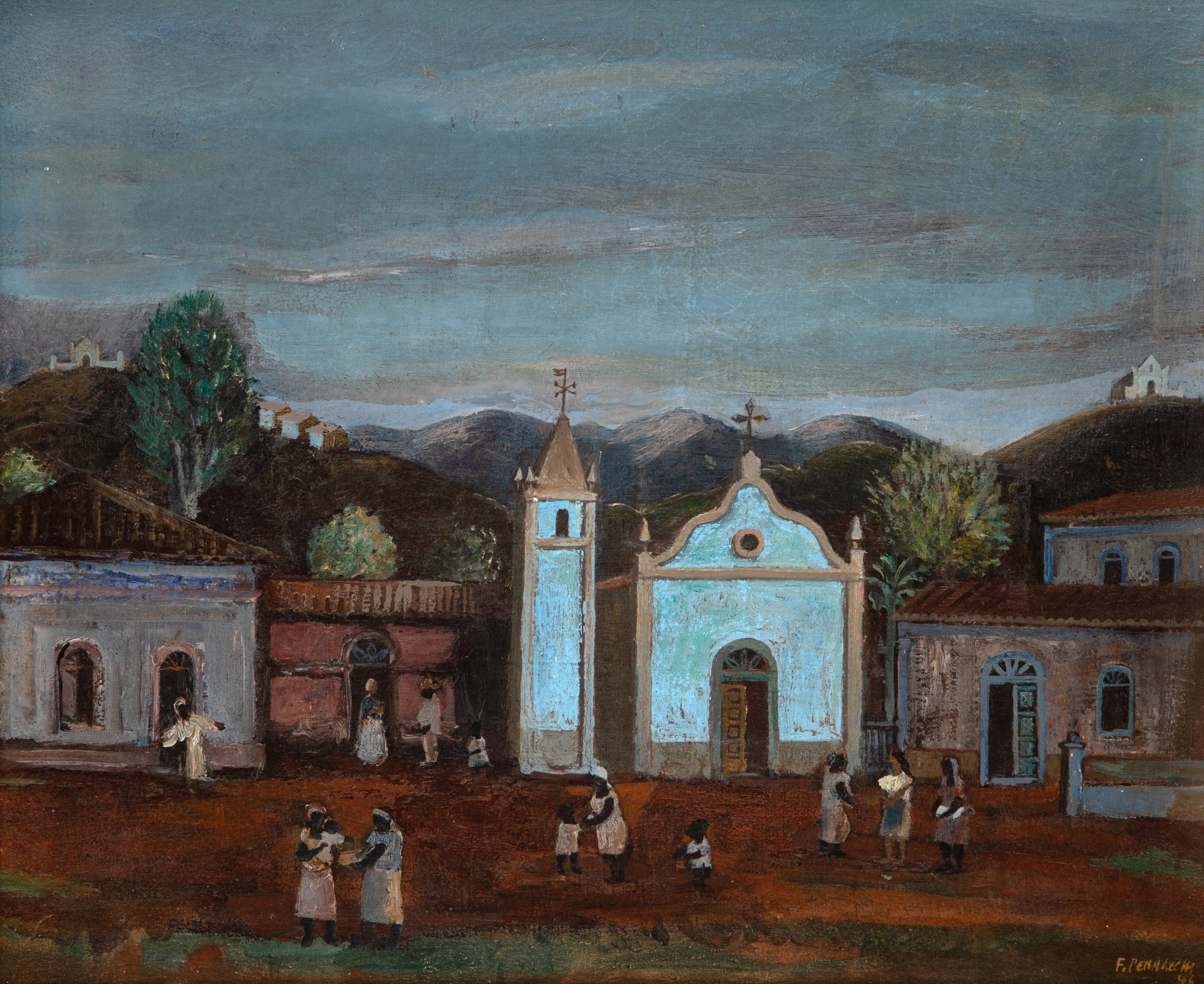 Fulvio Pennacchi - Vila com Igreja e Figuras