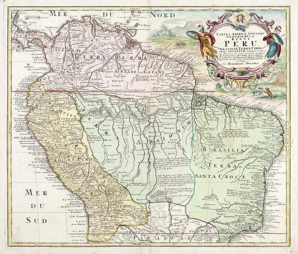 Herdeiros De Johann Baptiste Homann - TABULA AMERICAE SPECIALIS GEOGRAPHICA REGNI PERU-BRASILIAE TERRAFIRMAE