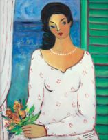 Humberto Da Costa - Moça Com Buquê de Rosas