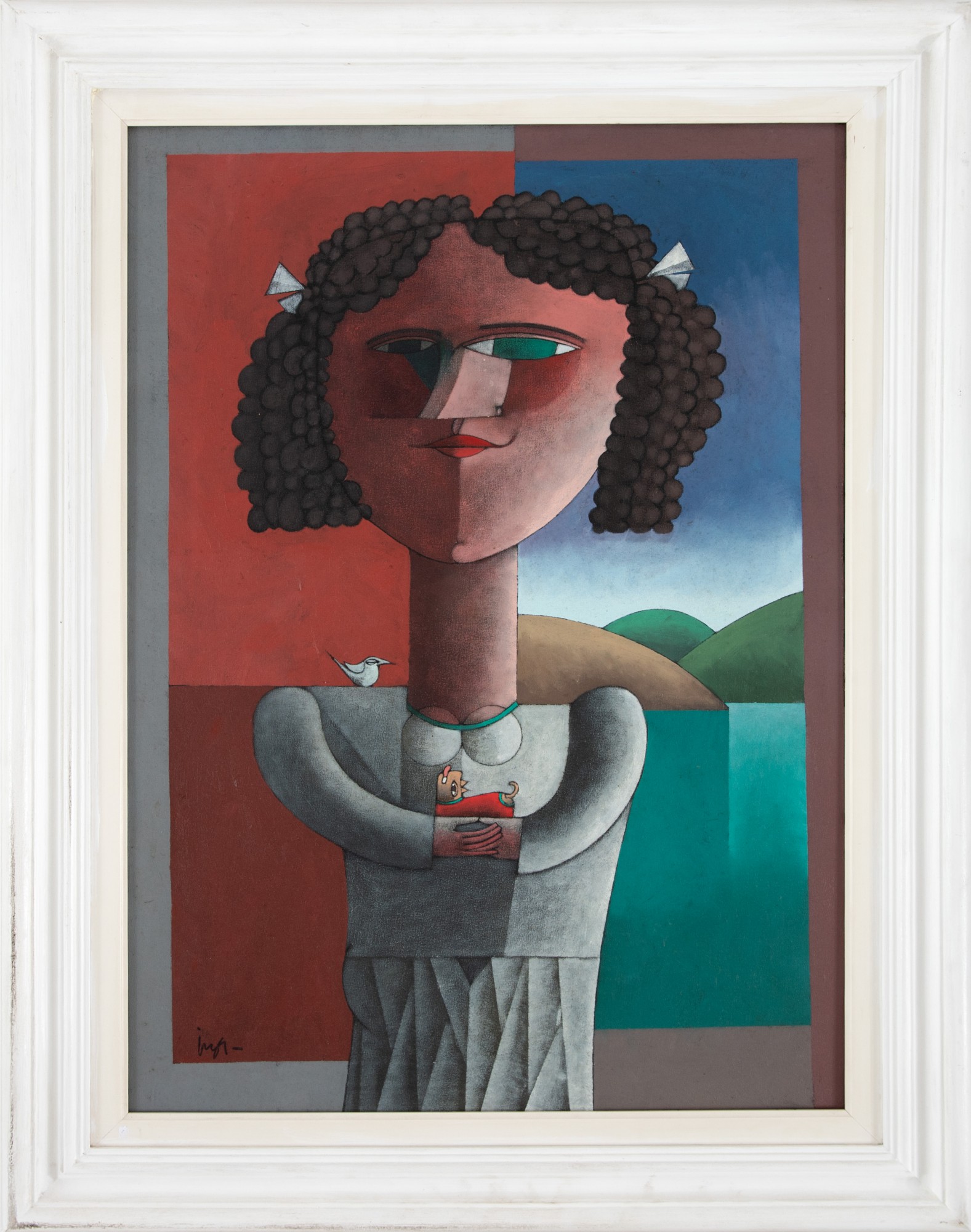 Inos Corradin - Moça com Pássaro e Cachorrinho