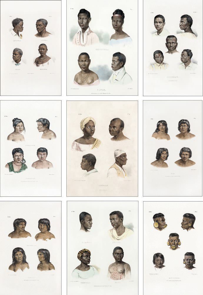 Johann Moritz Rugendas - CONJUNTO DE 9 PEÇAS DE RETRATOS DE NEGROS E MULATOS