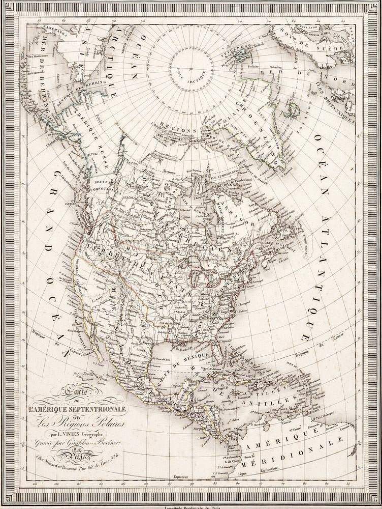 L. Vivien - CARTE DE L‘AMERIQUE SEPTENTRIONALE AVEC LES RÉGIONS POLAIRES