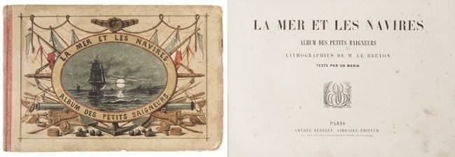 Livro - ÁLBUM - LA MER ET LES NAVIRES- ALBUM DES PETITS BAIGNEURS- LITHOGRAPHIES DE M. LE BRETONTEXTE PAR UN MARIN PARIS AM‘DÉE BÉDELET LIBRAIRE-EDITEUR