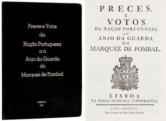 Livro - PRECES E VOTOS DA NAÇÃO PORTUGUEZA AO ANJO DA GUARDA DO MARQUEZ DE POMBAL