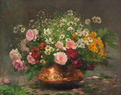 Louis Marie De Schryver - Bouquet du Roses Et Fleur du Champs