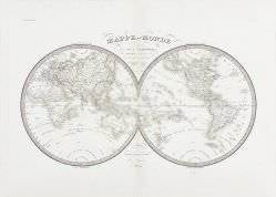 M. Lapie - MAPPE-MONDE EN DEUX HEMISPHÈRES