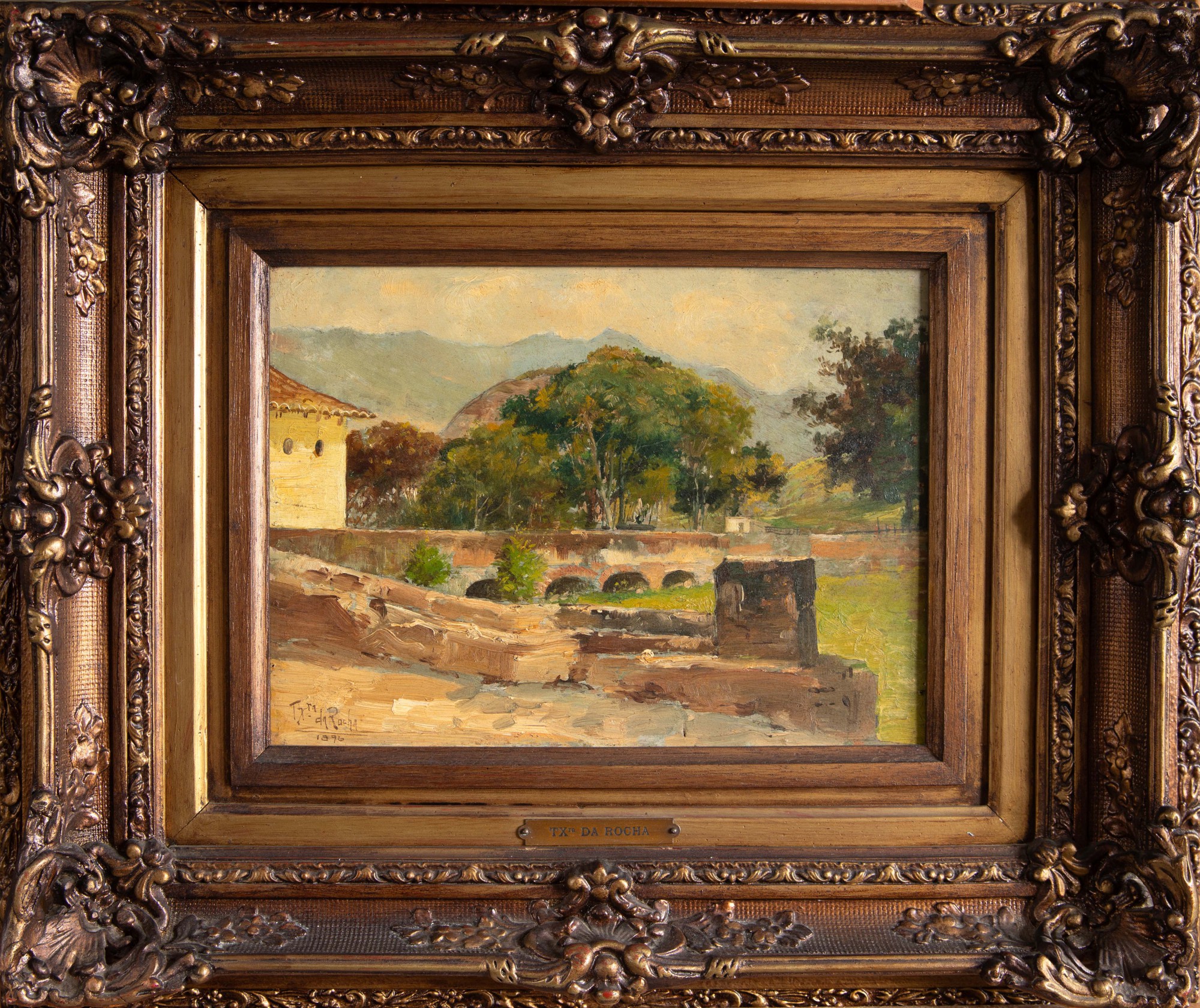 Manuel Teixeira Da Rocha - Paisagem de Petrópolis com Casarios e Rio