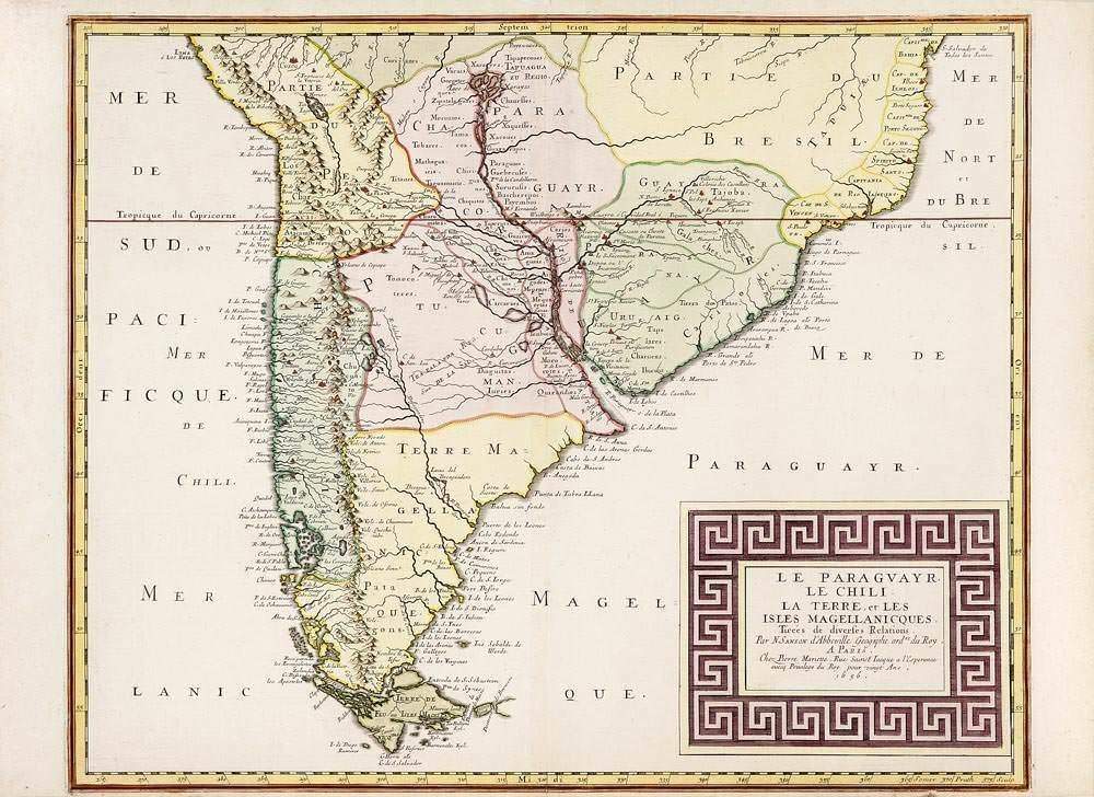 Nicolas Samson D‘abbeville - LE PARAGUAY, PARTIE DU BRESIL, LE CHILI, LA TERRE, ET LES ISLES, MAGELLANIQUES