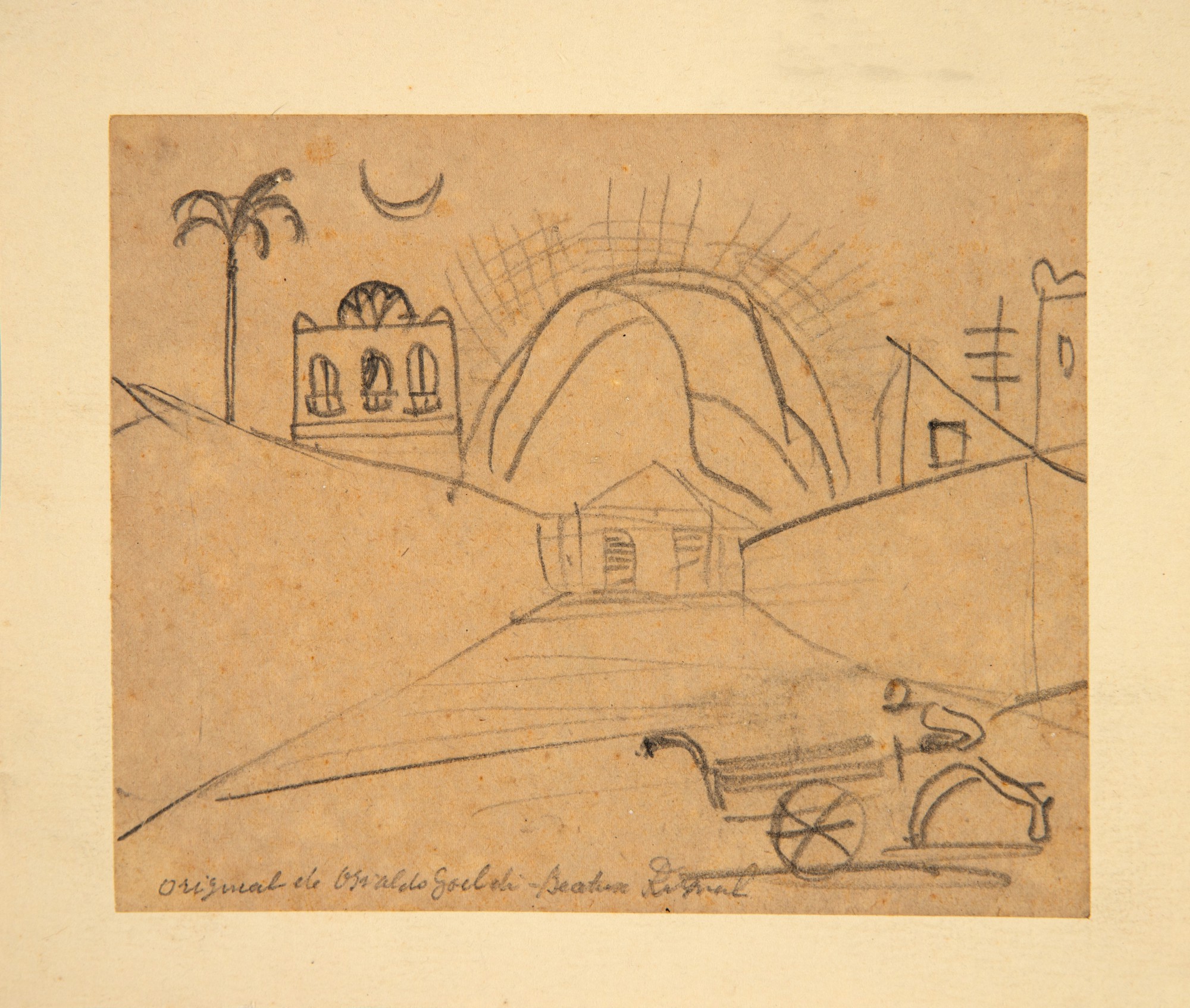 Oswaldo Goeldi - Homem com Carroça, Casas ao Fundo