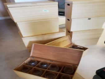 Sem Autoria - Dez caixas em madeira laminada (pau-marfim) para adega