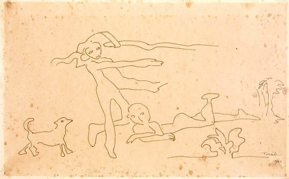 Tarsila do Amaral - Duas Pessoas com Cachorro