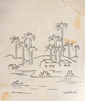Tarsila do Amaral - Paisagem Com Barqueiros e Três Casas
