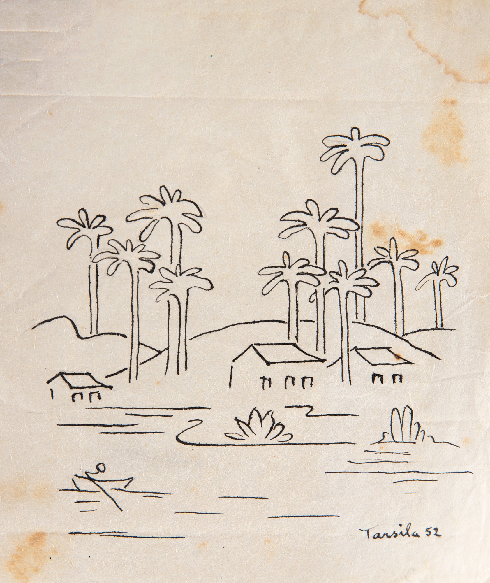 Tarsila do Amaral - Paisagem Com Barqueiros e Três Casas