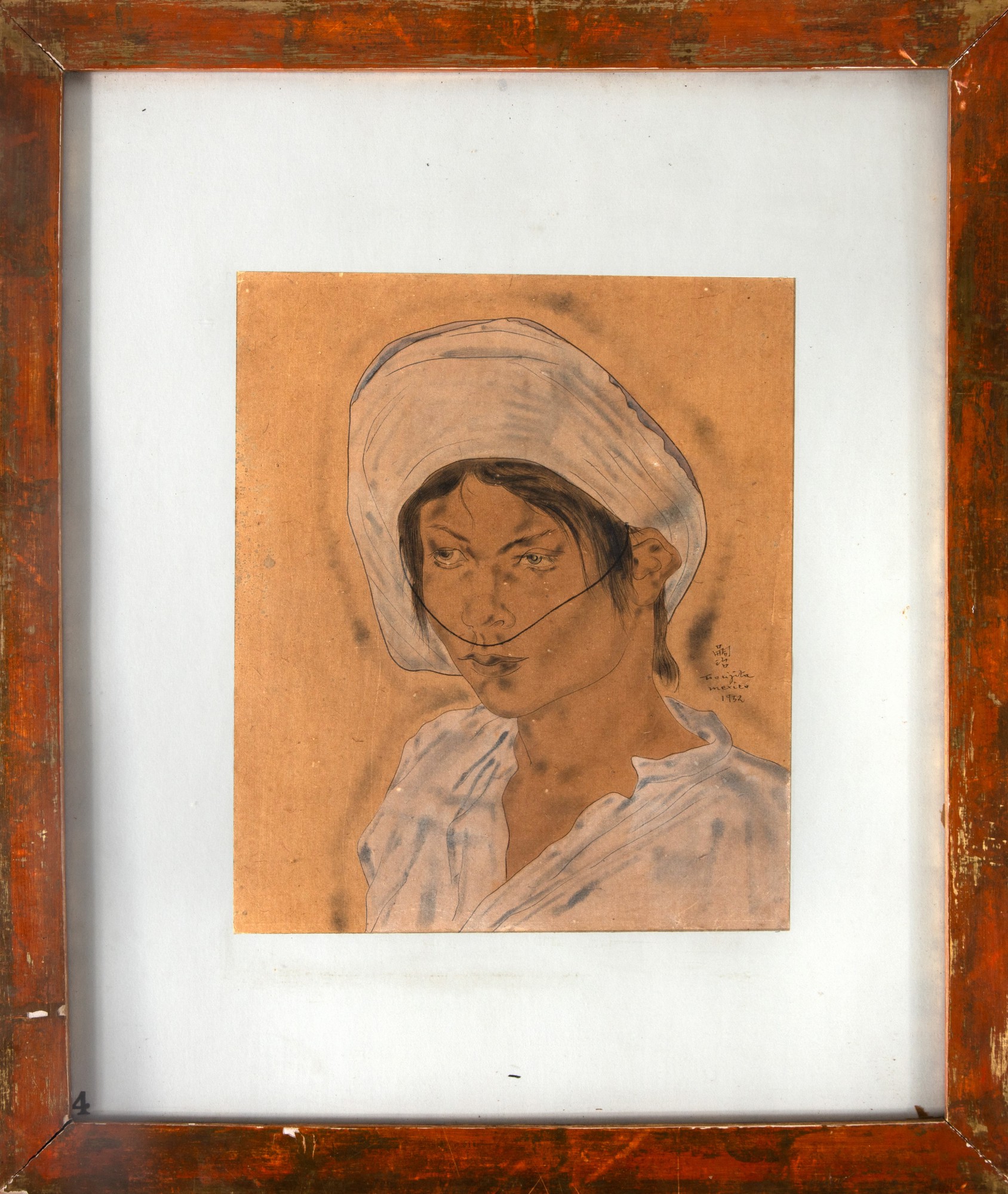 Tsugouharu Foujita - Portrait De Jeune Femme Au Chapeau Blanc